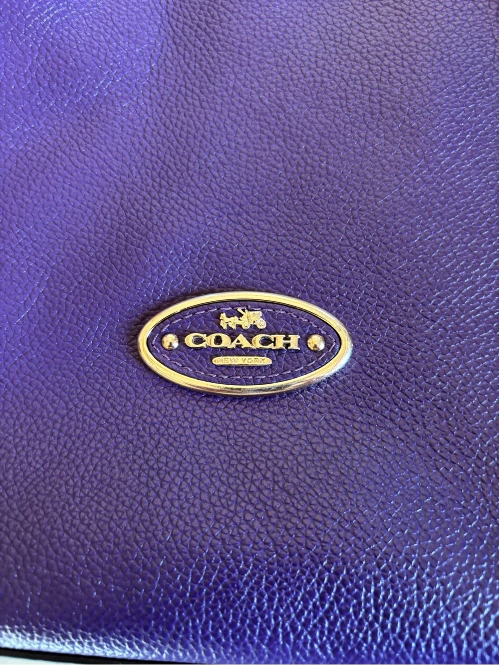 Coach Purple Pebbled Leather Shoulder Bag with Gold Hardware